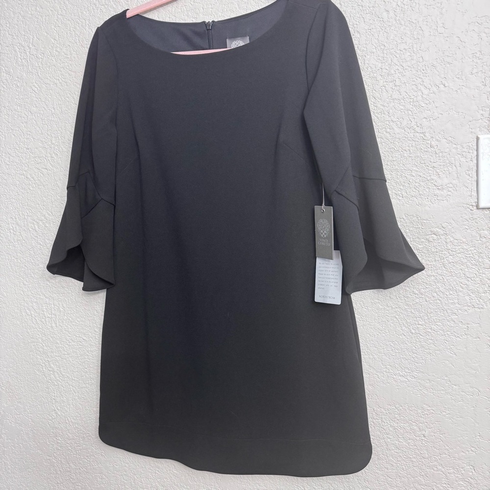 Vince Camuto Black Shift Dress Size 10P | Flutter Sleeve Petite NWT - Picture 3 of 8